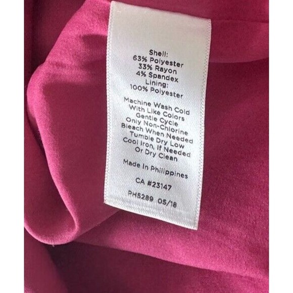 Talbots Magenta Pink Shift Dress 3/4 Bell Sleeves Lined Stretch Size 2 - Picture 6 of 10